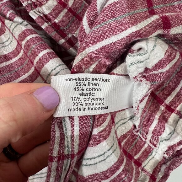 Lane Bryant Pink Red Tan Plaid Smocked Bust Short Sleeve Top 24 3X - Picture 3 of 4